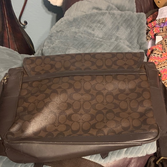 Coach Signature Brown Men's Messenger Bag - Picture 2 of 6